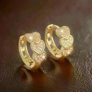 Golden Heart Tiny Hoop Earrings